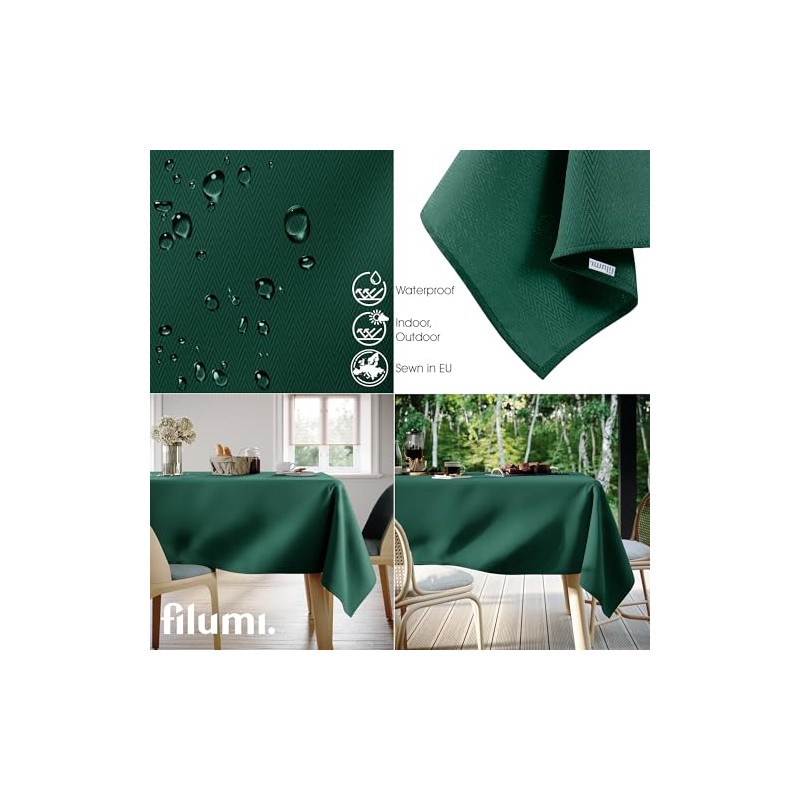 Filumi Tablecloth 110 x 180 cm Dark Green Washable for