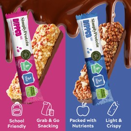 Simply Protein - Dipped Bars Variety Pack, 10 Count - Cookies and Crème (5) & Chocoberry (5) Flavors - Plant Based Snacks for Kids - 6g Protein, 3g Sugar, 100 Calories - Vegan & Gluten Free - 2 Boxes