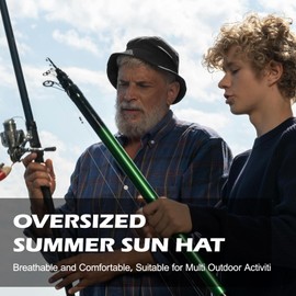 CHUANGLI Oversize XXL Mens Quick Dry Bucket Hat, Lightweight Hat with Detachable Chin Strap Water Repellent Fisherman Hat Black