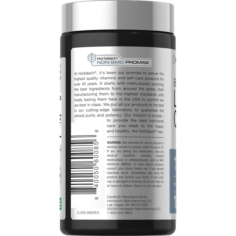 Horbäach Lithium Orotate 130mg | 180 Capsules | Non-GMO, Gluten