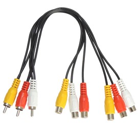 KAUMO 2 Branch AV Cable Male (RCA Red White Yellow 3 Pin) to 2 Female (RCA Red White Yellow 6 Pins)