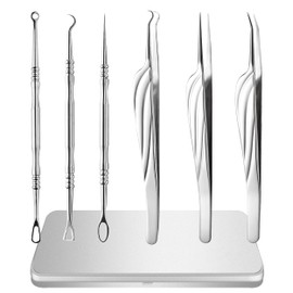 Pimple Popper Tool Kit - 6 Pcs Professional Blackhead Remover Comedone Extractor Tool Kit for Blemish, Whitehead Popping, Zit Removing for Nose Face Tools