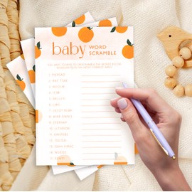 ISOVF Orange Theme Baby Shower Games- Baby Gender Reveal Party Games -A Little Cutie is on The Way Gender Neutral Party and Supplies-(K07)