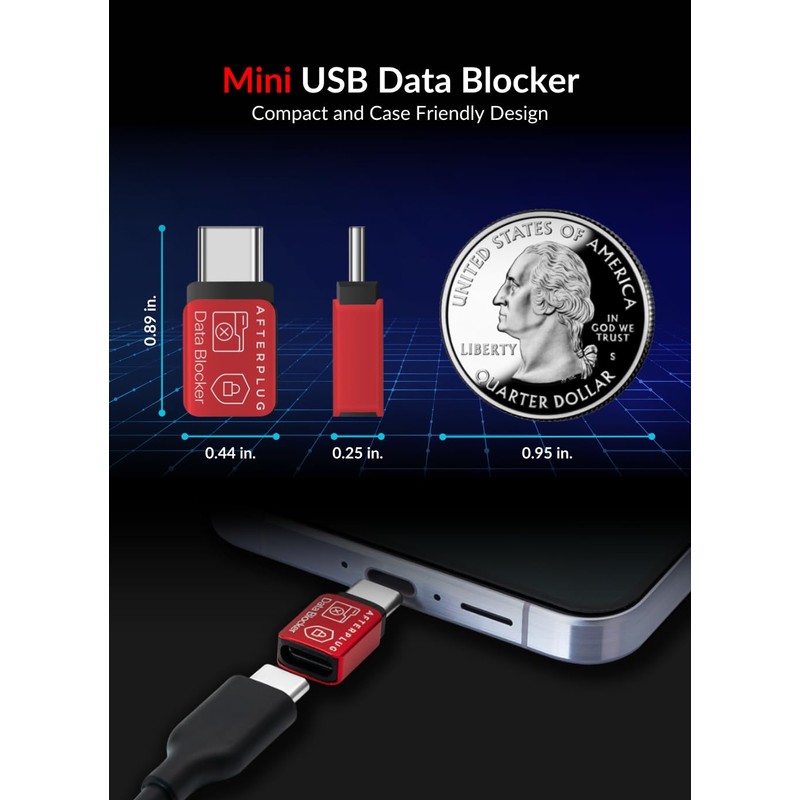 Afterplug USB C to C Data Blocker, Anti Juice Jacking,