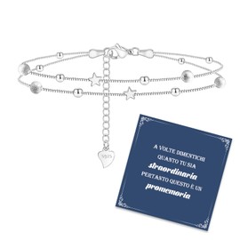 SUNSH Women's Anklet, Silver Star Pearl Double Layer Anklet Bracelet, Encouraging Gifts, Gifts for Girls/Women/Girlfriend/Sister, Holiday, Birthday, Summer Beach, No gemstone