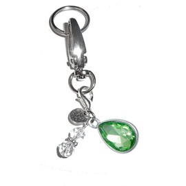 Birthstone Charm Key Chain Ring, Women's Purse, Bag or Necklace and Bracelet Clip On Charm, Comes in a Gift Box!, August, 2.5 Inches