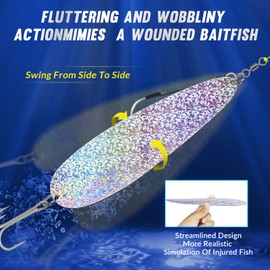 THKFISH 2 Pieces Magnum Flutter Spoon, Fishing Lure, 20/22 cm Saltwater Fishing Bait for Striped Bass, Walleye, Salmon, Big Trolling Freshwater Striper Jig Spoon, Shad Spoon P01-YUER