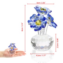 TOLIDA Crystal Forget-Me-Not Ornament - Blue Flower Figurine Crystal Paperweight, Glass Tabletop Decoration