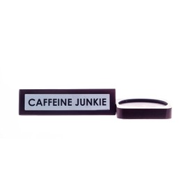 Boxer Gifts Caffeine Junkie' Wooden Sign | Fun Novelty Desk Accessory With Coaster | Gift For Coffee Lovers