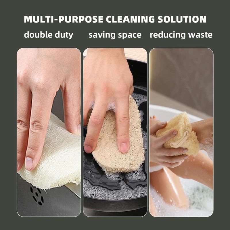 Suytvenxau 2 PCS Loofah Natural Shower Sponges, Eco-Friendly Exfoliating Body