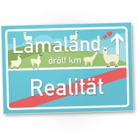 DankeDir! Lamaland Schild kleines Geschenk für sie - süße Lama Deko Wanddeko Türschild Mädchen Wohnung Zimmer Geschenkidee Geburtstagsgeschenk beste Freundin Party Deko mit Lamas
