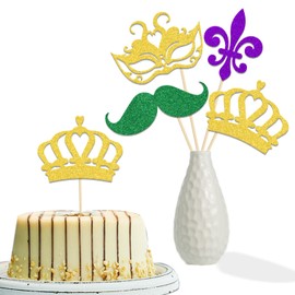 Golden Birthday Party Centerpiece Sticks, Happiness Fiesta Birthday Party Supplies Gold Purple Green 12 Pieces