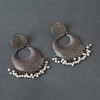 Moonstruck Oxidized Silver Pearl Chandbali Earrings for Women, Lightweight Antique