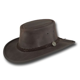 BARMAH HATS Squashy Oiled Leather Hat - Item 1024 (Brown, X-Large)