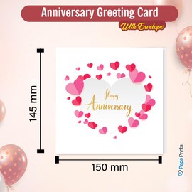 Papa Prints Pink Wedding Anniversary Card for Couple 145 x 150mm Anniversary Card for Wife Happy Anniversary Card for Husband