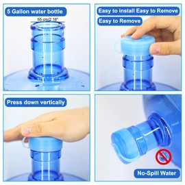 Myvision 3-5 Gallon Water Jug Cap Reusable, Silicone Replacement Cap, Non Spill Bottle Caps for 2.16in/55mm Bottle Water Dispenser Caps-4 Pack