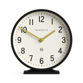 NEWGATE Clocks® Q mantel clock | Modern round design | Black | Contemporary style for desk, table, shelf or bedside