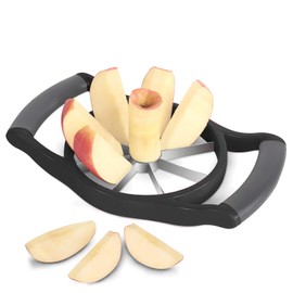 Newness Apple Slicer Corer, 8-Slice [Large Size] Premium Apple Slicer Corer, Cutter, Divider, Wedger, Stainless Steel Easy Grip Fruit Slicer with Sharp Blade for Apples, Pears and More, Black