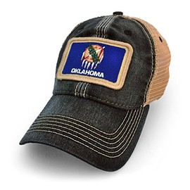 S.L. Revival Co Oklahoma Flag Patch Trucker Hat, Black