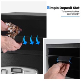 S AFSTAR Digital Safe w/Emergency Keys and Deposit Slot, Electronic Cabinet Safe Box for Cash Money Jewelry Documents Gun, Drop Slot Safes with Digital Keypad & 2 Emergency Keys, Black