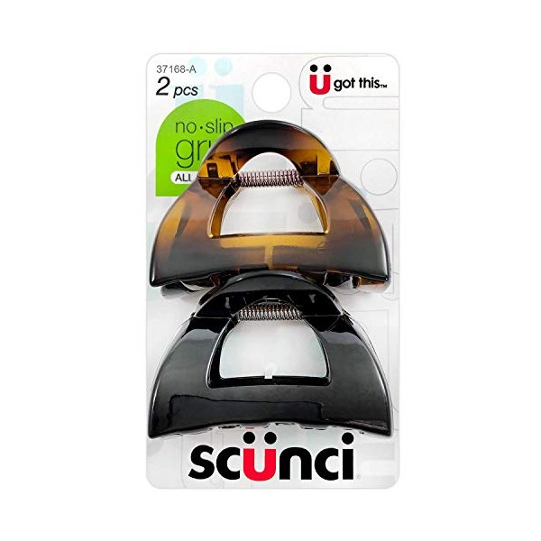 Scunci No-Slip Grip 5.5 cm Jaw Clips, All Day Hold, 2-Count Per Pack (1-Pack Total)