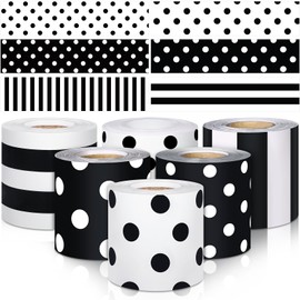 198Ft Polka Dot Bulletin Board Borders 6 Rolls Black and White Bulletin Board Borders Stripes Straight Rolled Bulletin Border Paper Back to School Decor for Classroom Walls Doors Desks and Windows