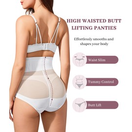 RDSIANE Shapewear for Women - Tummy Control Underwear Compression High Waisted Butt Lifting Panties Body Shaper - White,Small