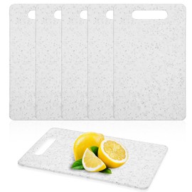 cobee 6 Pcs Small Cutting Board for Kitchen, 6" x 10", Plastic Cutting Boards Set with Easy Grip Handle Mini Cutting Board Mat Set, Dishwasher Safe, Cutting Mat Pad for Food Fruits Prep (White)