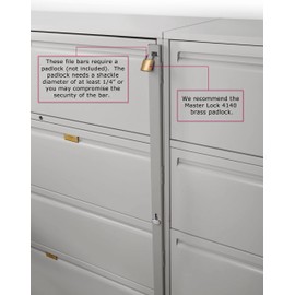 Guardianite File Cabinet Locking Bar. Fits 4 and 5 Drawer File Cabinets. Includes Cobalt Drill Bit. (Beige)