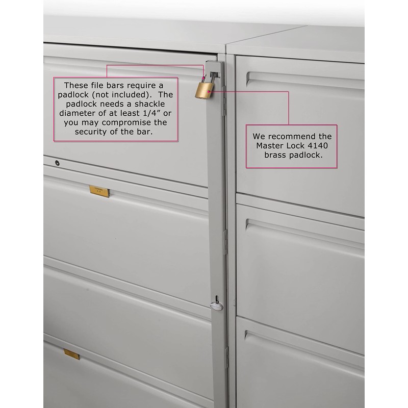 Guardianite File Cabinet Locking Bar. Fits 4 and 5 Drawer