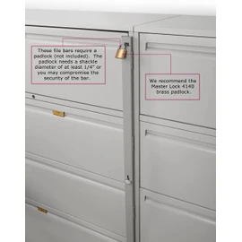 Guardianite File Cabinet Locking Bar. Fits 4 and 5 Drawer File Cabinets. Includes Cobalt Drill Bit. (Beige)