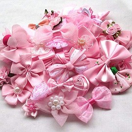 Chenkou Craft Mix Pink Color Ribbon Bows Rose Flower DIY Craft Ornament Appli...