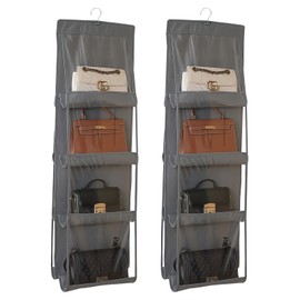 Handbags Storage Hanging Handbags Storage: Pack of 2 Wardrobe Organiser for Purses & Handbags with 8 Clear Plastic Compartments, Over the Door Pockets Storage