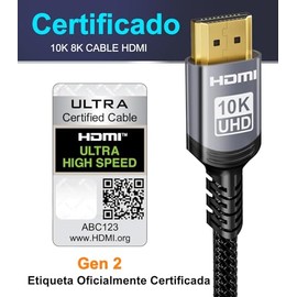 Sniokco 10K 8K 4K Cable HDMI 2.1 48Gbps 3 Metros Certificado Alta Velocidad
