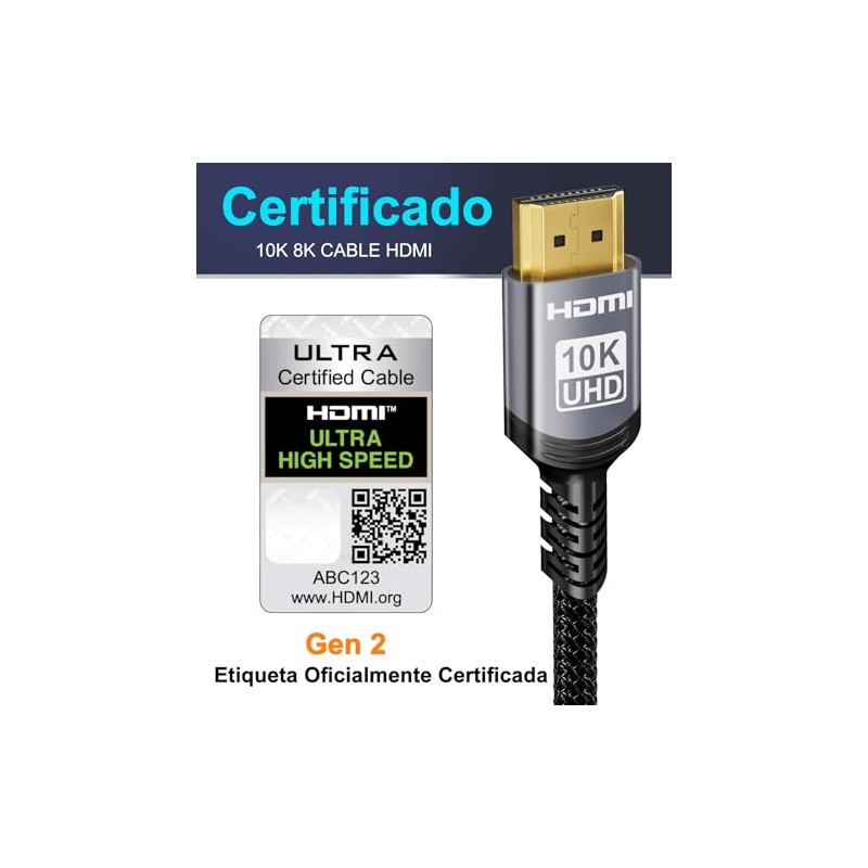 Sniokco 10K 8K 4K Cable HDMI 2.1 48Gbps 3 Metros
