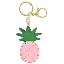 Pink Pineapple Keychain Pendant Charm with Key Ring and Clasp - Keys, Cars, Handbags, Backpacks, Luggage, and Gifts