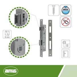Amig Woodworking Metal Mortice Lock Model 720E | 27mm | For 15mm Cylinders | Reversible Door Handle | Stainless Steel