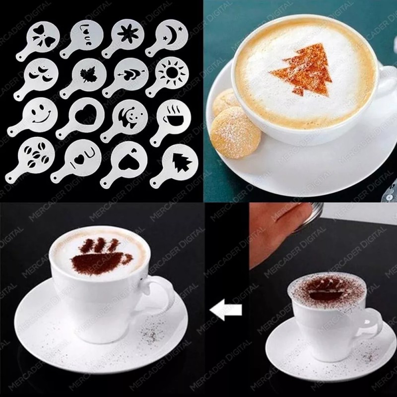 Mercader Digital Set 16 Plantillas Moldes Café Decoración Capuchino