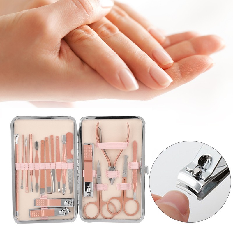 18Pcs/Set Stainless Steel Manicure Pedicure Nail Clipper Set Nail Grooming