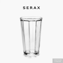 Serax Set of 4 Longdrink Drinking Glasses | Surface glassware by Sergio Herman | Clear Water Glass Cups without Lids | Home Essentials, Kitchen Set | Suitable for Beer, Juice, Coffee