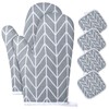 AUAUY 1 Pair Oven Gloves and 4 Pot Holders, Cotton
