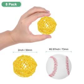 M METERXITY 8-Pack Wicker Rattan Balls 50mm/2 Inch Decorative Rattan Balls Orbs Vase Fillers Bowl Fillers for Christmas/Weddings/Thanksgiving/DIY Crafts/Home Decor [Yellow]