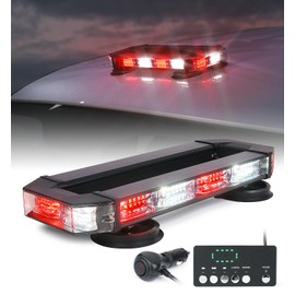 LUMENIX Rooftop Strobe Beacon Lights Bar White Red LED Emergency Traffic Security Lightbar with Heavy-Duty Magnetic Base Safety Warning Flashing Light for POV Trucks Vehicles Firefighter Ambulance