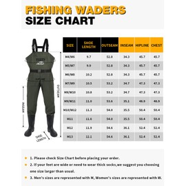 Waterproof Fishing Waders for Men Women| 2-Ply Nylon/PVC Chest Wader with Boots for Fly Fishing| Lightweight Bootfoot Waders