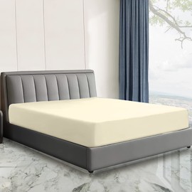 Sunshine Comforts Microfiber Fitted Sheets Breathable, Anti Wrinkle 26cm Deep Pocket Bed Sheets Double Bedding & Linen-Cream Bedding Double 137 X 190 CM Double Fitted Sheet