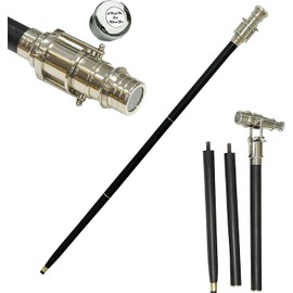 3 Fold Nautical Chrome Finish Brass Hidden SPY Glass Telescope with Black Cane Rustic Vintage Home Decor Gifts