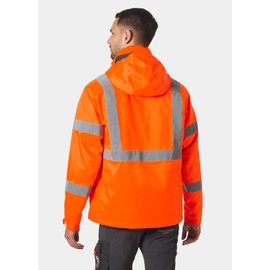 Helly-Hansen Alta Winter Jacket - Waterproof Work Jacket - ANSI Class 3 Reflective Rain Gear - 220g Insulation & Hi-Vis - 269 Orange/Charcoal - Large
