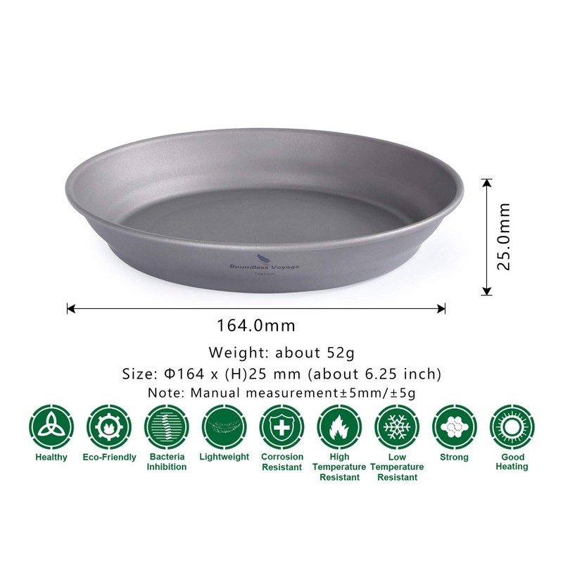 Boundless Voyage Ultralight Titanium Dish with Carry Bag Outdoor Camping