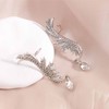 Iaceble Bohemia Angel Wing Ear Climber Earrings Silver Crystal Feather