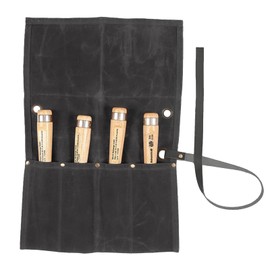 Chisel Roll, Waxed Canvas Tools Wrench Roll Up Pouch with 4 Pockets for Knife Hammers, Gouges, Best Gift for Electrician,Carpenter or Mechanic,Carving Knife,Fishing jigs(Black)